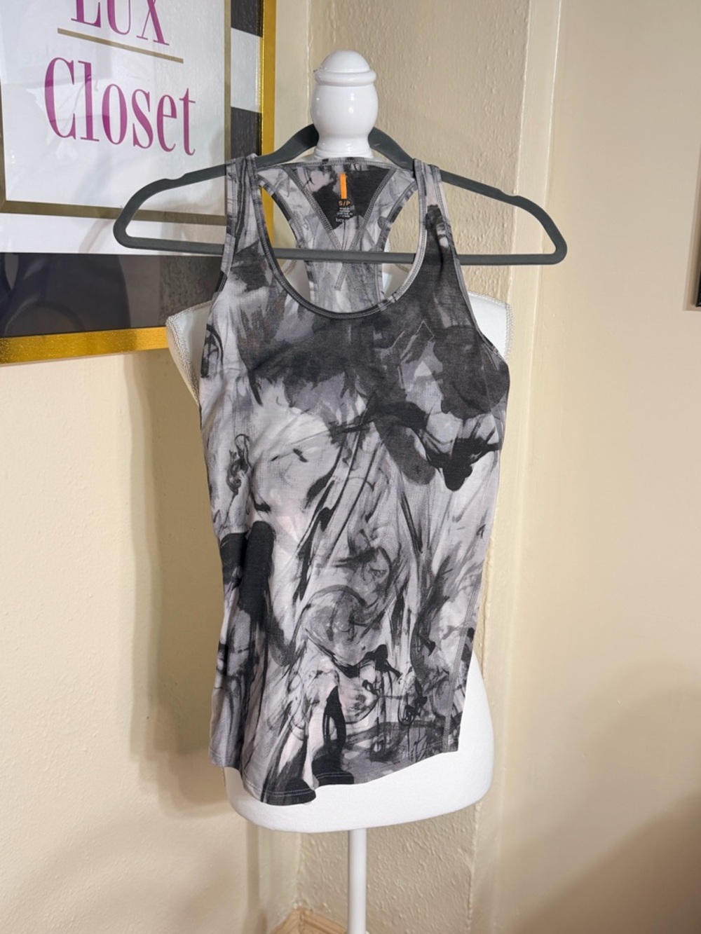 Lucy Black & Gray Marble-Print Racerback Tank